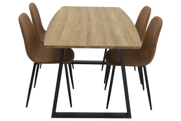 Spisegruppe Venture Home Inca spisegruppe 160 cm rektangulær med 4 Polar-stoler Svart/brun/natur - Møbler - Bord - Spisegruppe