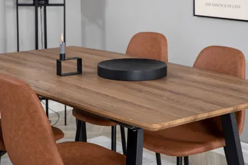 Spisegruppe Venture Home Inca spisegruppe 160 cm rektangulær med 4 Polar-stoler Svart/brun/natur - Møbler - Bord - Spisegruppe
