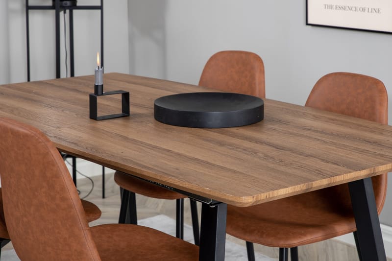 Spisegruppe Venture Home Inca spisegruppe 160 cm rektangulær med 4 Polar-stoler Svart/brun/natur - Møbler - Bord - Spisegruppe