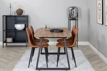 Spisegruppe Venture Home Inca spisegruppe 160 cm rektangulær med 4 Polar-stoler Svart/brun/natur - Møbler - Bord - Spisegruppe