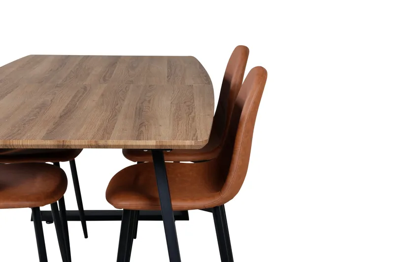Spisegruppe Venture Home Inca spisegruppe 160 cm rektangulær med 4 Polar-stoler Svart/brun/natur - Møbler - Bord - Spisegruppe