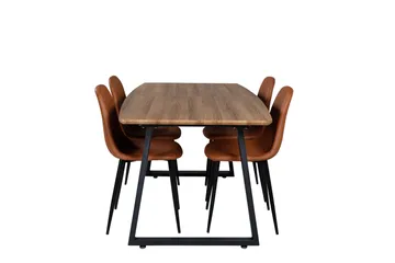 Spisegruppe Venture Home Inca spisegruppe 160 cm rektangulær med 4 Polar-stoler Svart/brun/natur - Møbler - Bord - Spisegruppe
