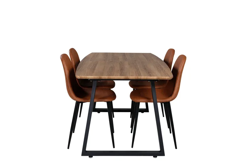 Spisegruppe Venture Home Inca spisegruppe 160 cm rektangulær med 4 Polar-stoler Svart/brun/natur - Møbler - Bord - Spisegruppe