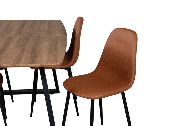 Spisegruppe Venture Home Inca spisegruppe 160 cm rektangulær med 4 Polar-stoler Svart/brun/natur - Møbler - Bord - Spisegruppe