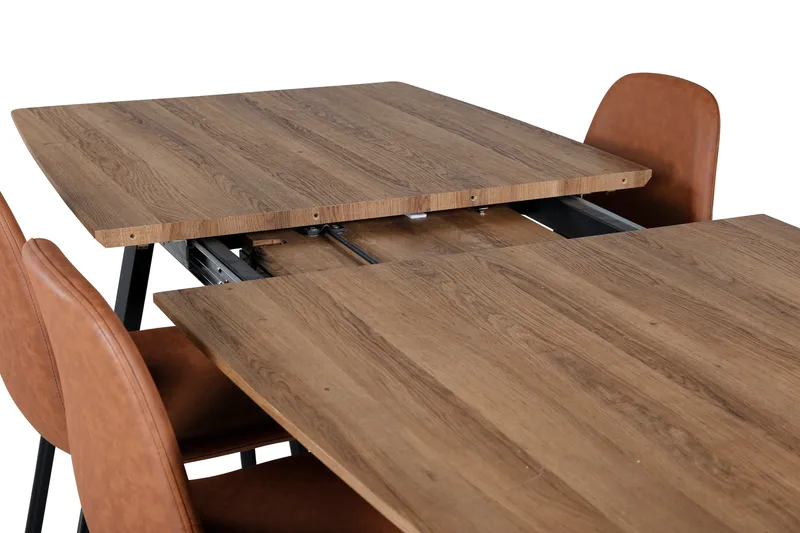 Spisegruppe Venture Home Inca spisegruppe 160 cm rektangulær med 4 Polar-stoler Svart/brun/natur - Møbler - Bord - Spisegruppe