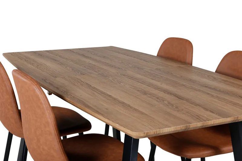 Spisegruppe Venture Home Inca spisegruppe 160 cm rektangulær med 4 Polar-stoler Svart/brun/natur - Møbler - Bord - Spisegruppe