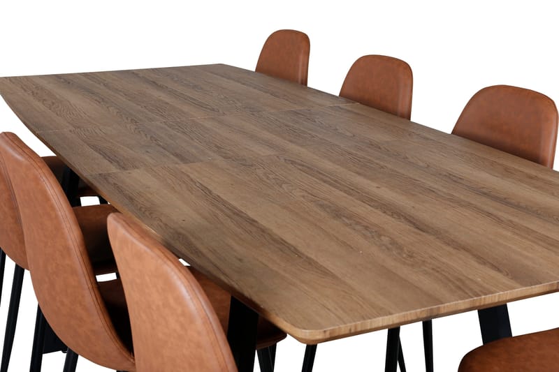 Spisegruppe Venture Home Inca spisegruppe 160 cm rektangulær med 8 Polar-stoler Svart/brun/natur - Møbler - Bord - Spisegruppe