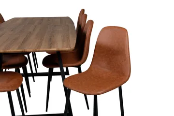 Spisegruppe Venture Home Inca spisegruppe 160 cm rektangulær med 8 Polar-stoler Svart/brun/natur - Møbler - Bord - Spisegruppe