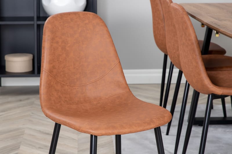 Spisegruppe Venture Home Inca spisegruppe 160 cm rektangulær med 8 Polar-stoler Svart/brun/natur - Møbler - Bord - Spisegruppe