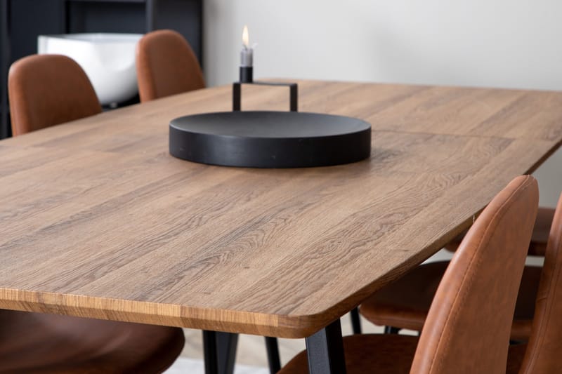Spisegruppe Venture Home Inca spisegruppe 160 cm rektangulær med 8 Polar-stoler Svart/brun/natur - Møbler - Bord - Spisegruppe