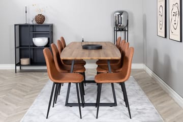 Spisegruppe Venture Home Inca spisegruppe 160 cm rektangulær med 8 Polar-stoler Svart/brun/natur - Møbler - Bord - Spisegruppe