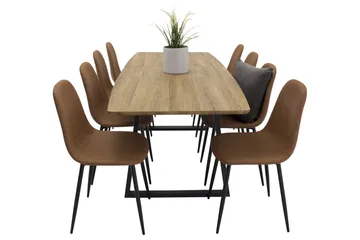 Spisegruppe Venture Home Inca spisegruppe 160 cm rektangulær med 8 Polar-stoler Svart/brun/natur - Møbler - Bord - Spisegruppe