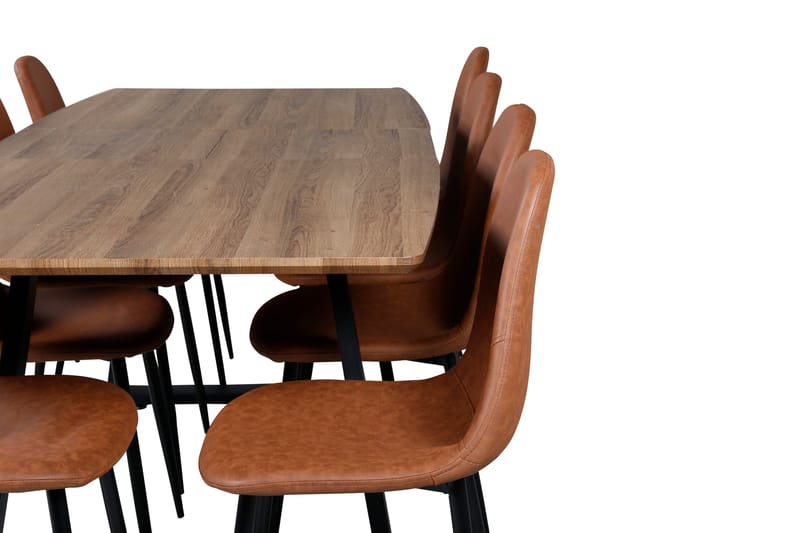 Spisegruppe Venture Home Inca spisegruppe 160 cm rektangulær med 8 Polar-stoler Svart/brun/natur - Møbler - Bord - Spisegruppe