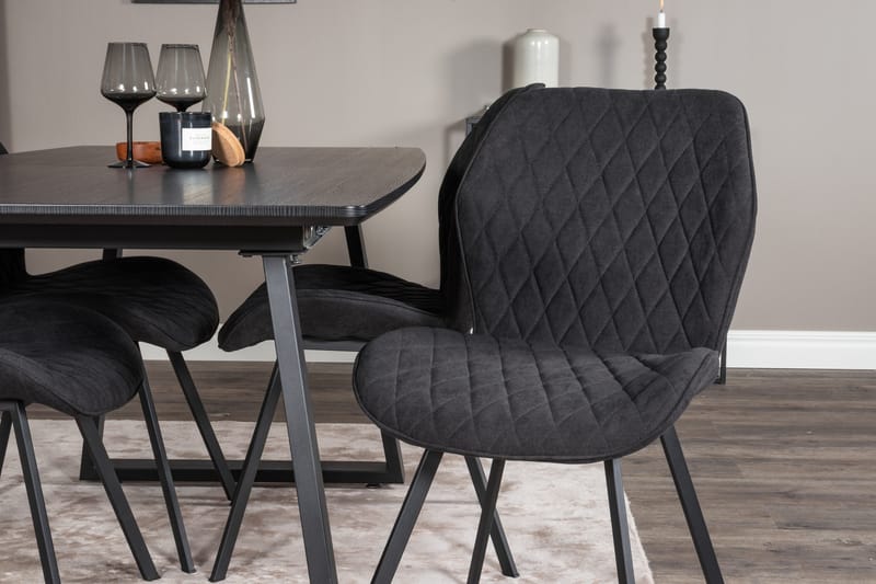 Spisegruppe Venture Home Inca spisegruppe uttrekkbar 160 cm rektangulær med 4 Gemma-stoler Svart - Møbler - Bord - Spisegruppe