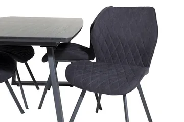 Spisegruppe Venture Home Inca spisegruppe uttrekkbar 160 cm rektangulær med 4 Gemma-stoler Svart - Møbler - Bord - Spisegruppe