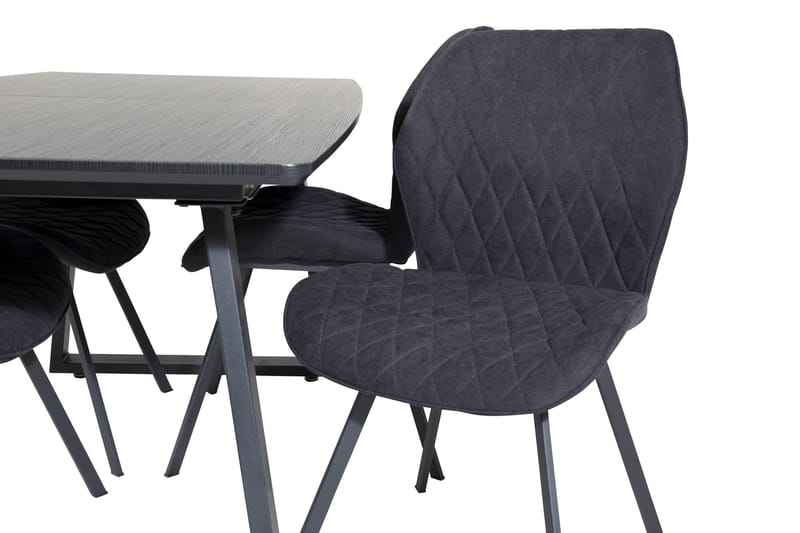 Spisegruppe Venture Home Inca spisegruppe uttrekkbar 160 cm rektangulær med 4 Gemma-stoler Svart - Møbler - Bord - Spisegruppe