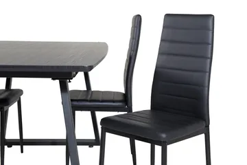 Spisegruppe Venture Home Inca spisegruppe uttrekkbar 160 cm rektangulær med 4 Slim-stoler Svart - Møbler - Bord - Spisegruppe
