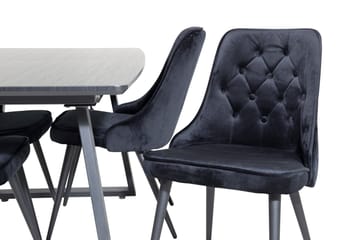 Spisegruppe Venture Home Inca spisegruppe uttrekkbar 160 cm rektangulær med 4 Velvet Deluxe-stoler Svart - Møbler - Bord - Spisegruppe