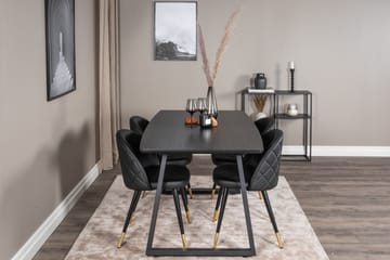 Spisegruppe Venture Home Inca spisegruppe uttrekkbar 160 cm rektangulær med 4 Velvet-stoler Svart - Møbler - Bord - Spisegruppe