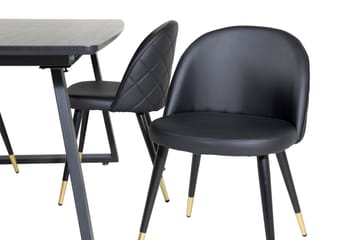 Spisegruppe Venture Home Inca spisegruppe uttrekkbar 160 cm rektangulær med 4 Velvet-stoler Svart - Møbler - Bord - Spisegruppe