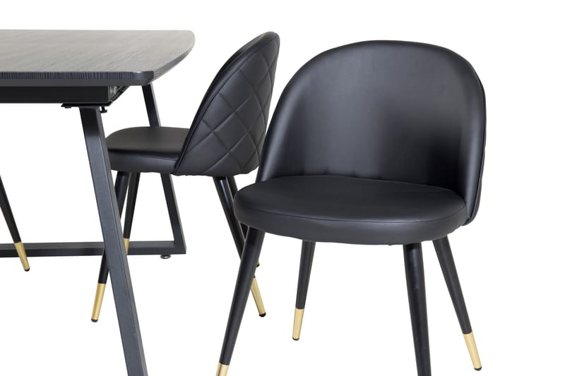 Spisegruppe Venture Home Inca spisegruppe uttrekkbar 160 cm rektangulær med 4 Velvet-stoler Svart - Møbler - Bord - Spisegruppe