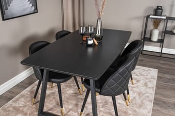 Spisegruppe Venture Home Inca spisegruppe uttrekkbar 160 cm rektangulær med 4 Velvet-stoler Svart - Møbler - Bord - Spisegruppe