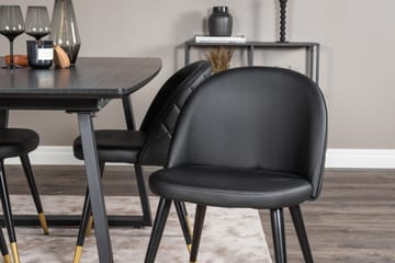 Spisegruppe Venture Home Inca spisegruppe uttrekkbar 160 cm rektangulær med 4 Velvet-stoler Svart - Møbler - Bord - Spisegruppe
