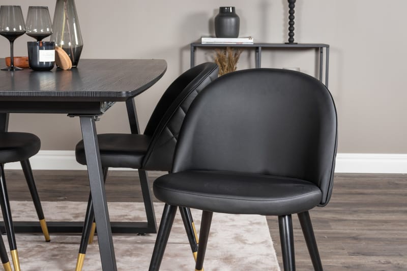Spisegruppe Venture Home Inca spisegruppe uttrekkbar 160 cm rektangulær med 4 Velvet-stoler Svart - Møbler - Bord - Spisegruppe
