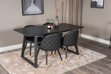 Spisegruppe Venture Home Inca spisegruppe uttrekkbar 160 cm rektangulær med 4 Velvet-stoler Svart - Møbler - Bord - Spisegruppe