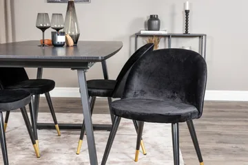Spisegruppe Venture Home Inca spisegruppe uttrekkbar 160 cm rektangulær med 4 Velvet-stoler Svart2 - Møbler - Bord - Spisegruppe