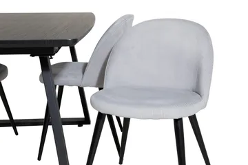 Spisegruppe Venture Home Inca spisegruppe uttrekkbar 160 cm rektangulær med 4 Velvet-stoler Svart/lysegrå 2 - Møbler - Bord - Spisegruppe