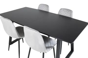 Spisegruppe Venture Home Inca spisegruppe uttrekkbar 160 cm rektangulær med 4 Polar-stoler Svart/grå - Møbler - Bord - Spisegruppe