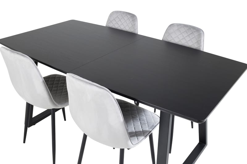 Spisegruppe Venture Home Inca spisegruppe uttrekkbar 160 cm rektangulær med 4 Polar-stoler Svart/grå - Møbler - Bord - Spisegruppe