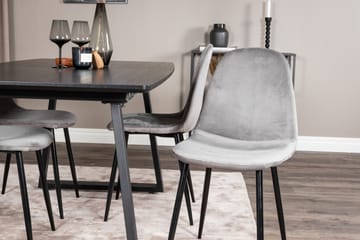Spisegruppe Venture Home Inca spisegruppe uttrekkbar 160 cm rektangulær med 4 Polar-stoler Svart/Lys grå - Møbler - Bord - Spisegruppe