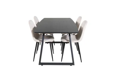 Spisegruppe Venture Home Inca spisegruppe uttrekkbar 160 cm rektangulær med 4 Polar-stoler Beige/Svart