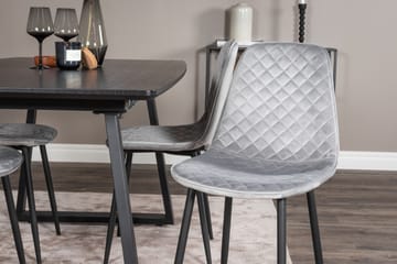 Spisegruppe Venture Home Inca spisegruppe uttrekkbar 160 cm rektangulær med 4 Polar-stoler Svart/grå - Møbler - Bord - Spisegruppe