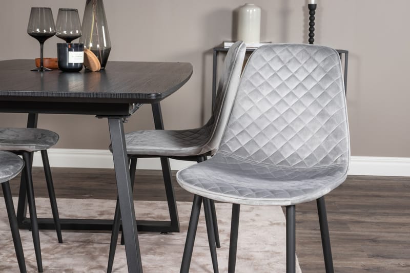 Spisegruppe Venture Home Inca spisegruppe uttrekkbar 160 cm rektangulær med 4 Polar-stoler Svart/grå - Møbler - Bord - Spisegruppe