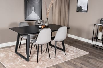 Spisegruppe Venture Home Inca spisegruppe uttrekkbar 160 cm rektangulær med 4 Polar-stoler Svart/Lys grå - Møbler - Bord - Spisegruppe