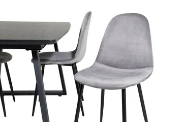 Spisegruppe Venture Home Inca spisegruppe uttrekkbar 160 cm rektangulær med 4 Polar-stoler Svart/Lys grå - Møbler - Bord - Spisegruppe