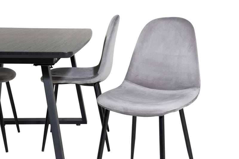Spisegruppe Venture Home Inca spisegruppe uttrekkbar 160 cm rektangulær med 4 Polar-stoler Svart/Lys grå - Møbler - Bord - Spisegruppe