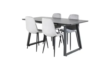 Spisegruppe Venture Home Inca spisegruppe uttrekkbar 160 cm rektangulær med 4 Polar-stoler Svart/grå - Møbler - Bord - Spisegruppe