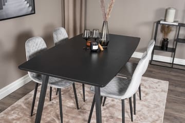 Spisegruppe Venture Home Inca spisegruppe uttrekkbar 160 cm rektangulær med 4 Polar-stoler Svart/grå - Møbler - Bord - Spisegruppe