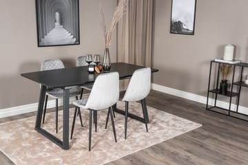 Spisegruppe Venture Home Inca spisegruppe uttrekkbar 160 cm rektangulær med 4 Polar-stoler Svart/grå - Møbler - Bord - Spisegruppe