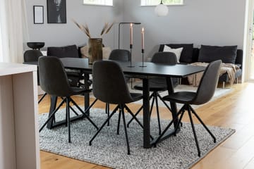 Spisegruppe Venture Home Inca spisegruppe uttrekkbar 160 cm rektangulær med 6 Polar-stoler Svart - Møbler - Bord - Spisegruppe