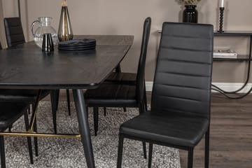 Spisegruppe Venture Home Irunea spisegruppe uttrekkbar 180–220 cm rektangulær med 6 Zovese-stoler Svart/GULL - Møbler - Bord - Spisegruppe