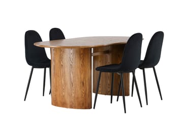 Spisegruppe Venture Home Isolde spisegruppe 180 cm oval med 4 Polar-stoler Svart/Natur - Møbler - Bord - Spisegruppe