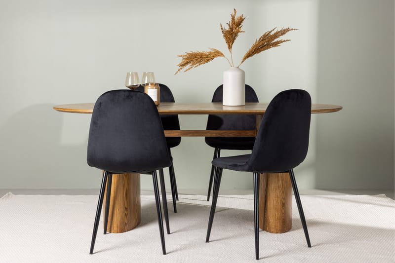 Spisegruppe Venture Home Isolde spisegruppe 180 cm oval med 4 Polar-stoler Svart/Natur - Møbler - Bord - Spisegruppe