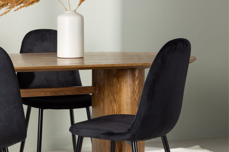 Spisegruppe Venture Home Isolde spisegruppe 180 cm oval med 4 Polar-stoler Svart/Natur - Møbler - Bord - Spisegruppe