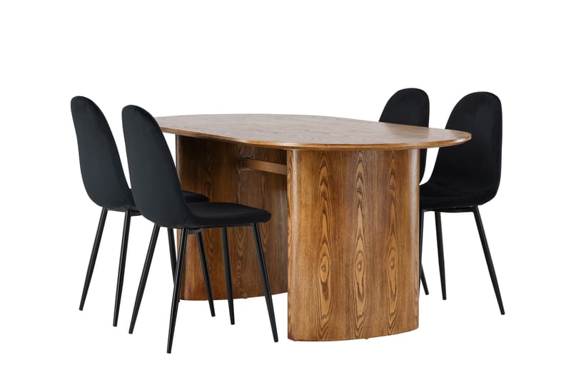 Spisegruppe Venture Home Isolde spisegruppe 180 cm oval med 4 Polar-stoler Svart/Natur - Møbler - Bord - Spisegruppe