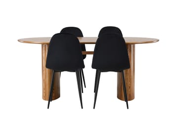 Spisegruppe Venture Home Isolde spisegruppe 180 cm oval med 4 Polar-stoler Svart/Natur - Møbler - Bord - Spisegruppe